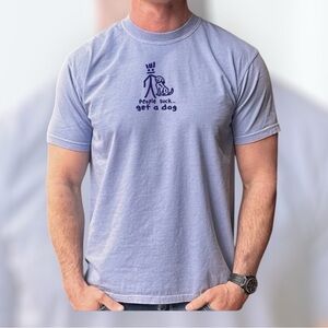 people suck …get a dog Men's Light Blue Graphic  Tee Size M